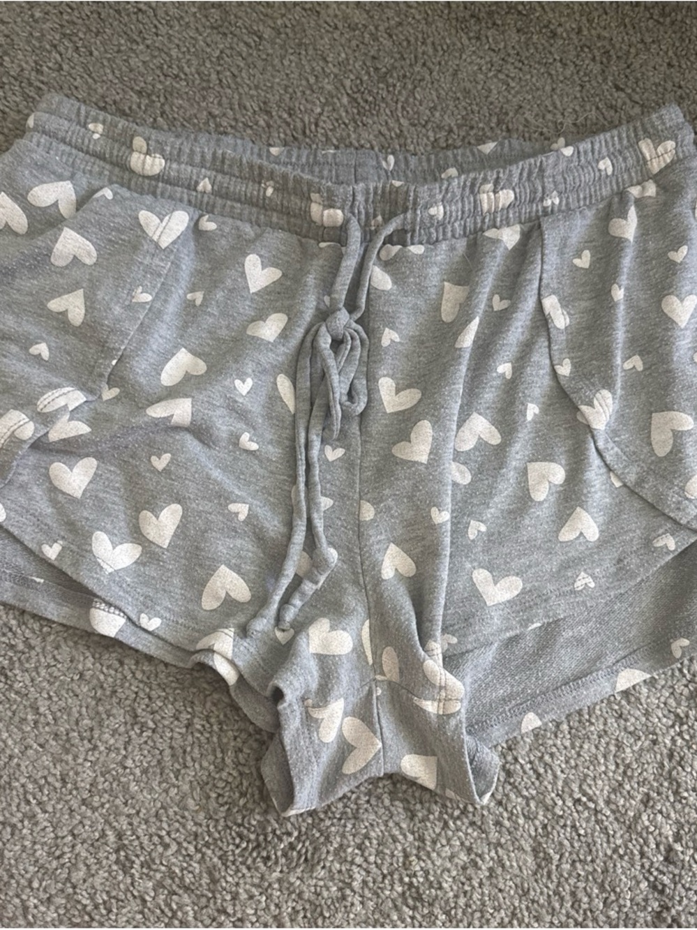 Women's Gray Heart-Print Lounge Shorts